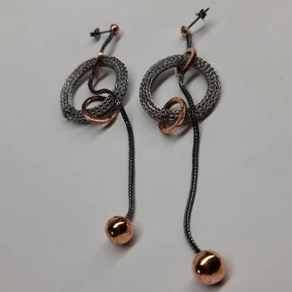 MILENA ZU POLISHED COPPER STAINLESS STEEL DROP EARRINGS