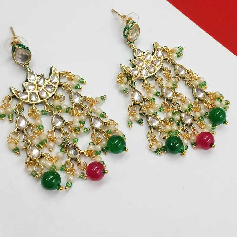 Padmawati Bangles Gold Plated Kundan Stone And Pearls Dangler Earrings