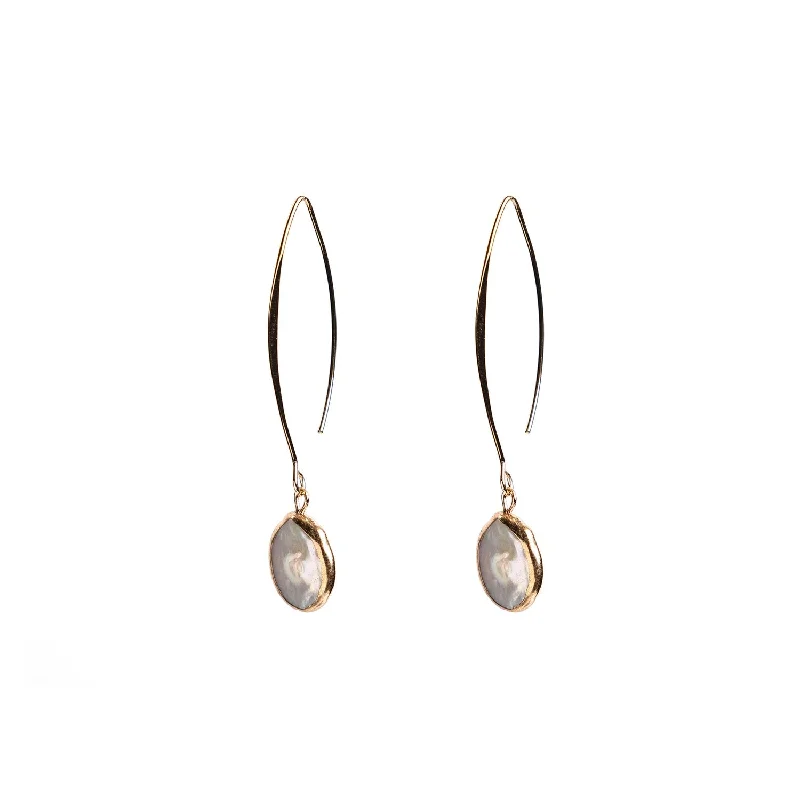 Angela D’Arcy Pearl Circle Drop Earrings, Gold