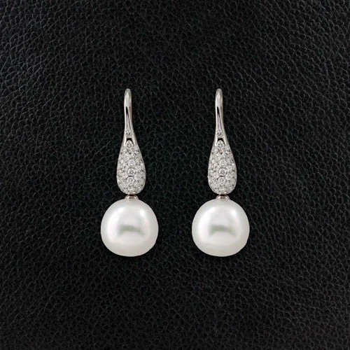 Pearl & Diamond Drop Earrings