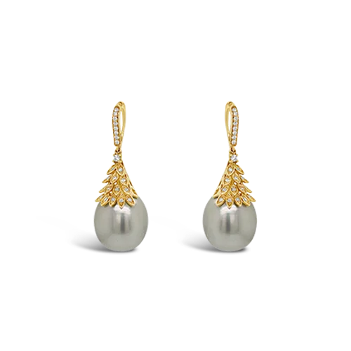 Pearl & Diamond Drop Earrings