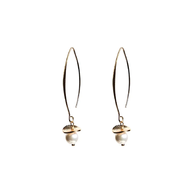 Angela D’Arcy Pearl Drop Earrings, Gold