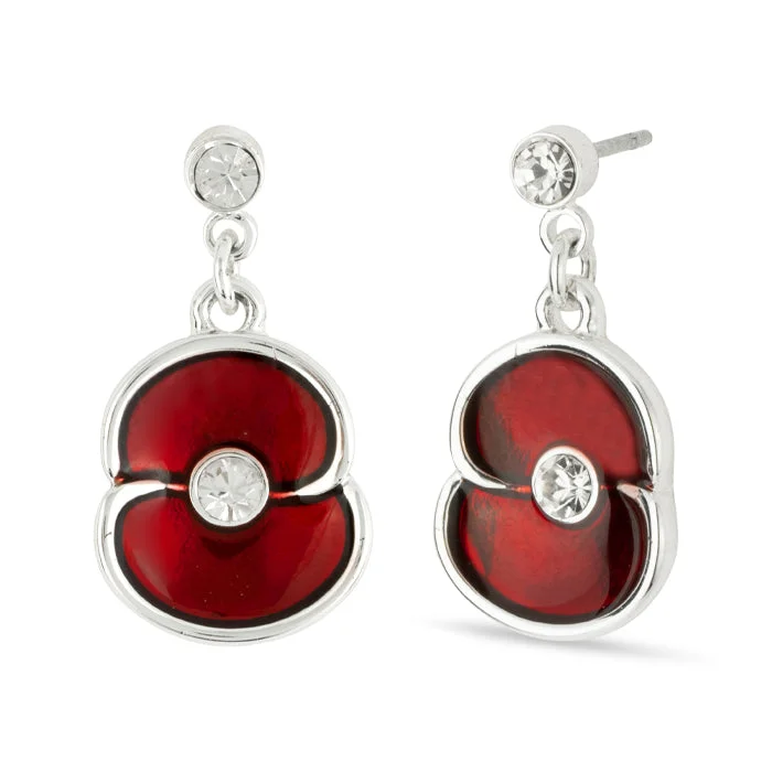 Poppy Crystal Stud Drop Earrings