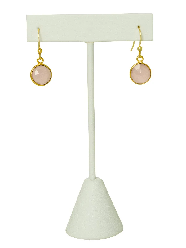 Rose Quartz Bezel Drop Earrings