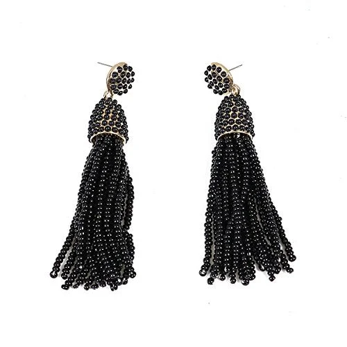 Sexy Sparkles Women's Beaded tassel earrings Long Fringe Drop Earrings Dangle