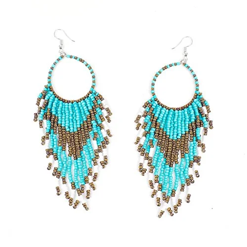 Sexy Sparkles Women's Beaded tassel earrings Long Fringe Lightweight Drop Earrings Dangle