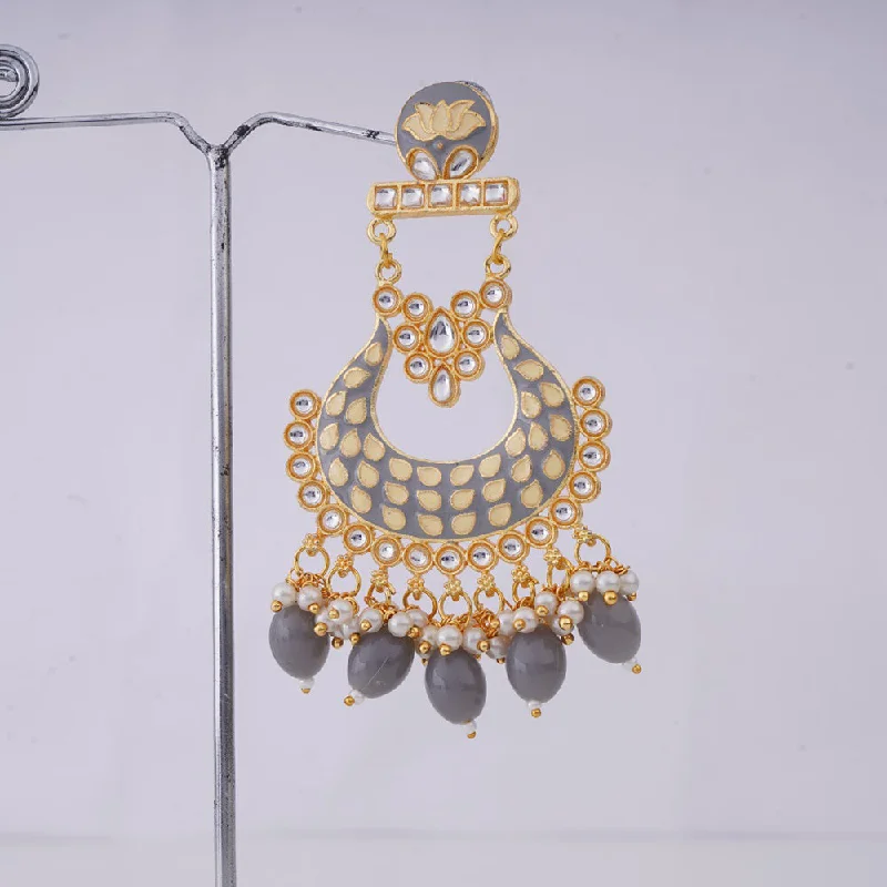 Shagna Gold Plated Meenakari And Pearls Dangler Earrings