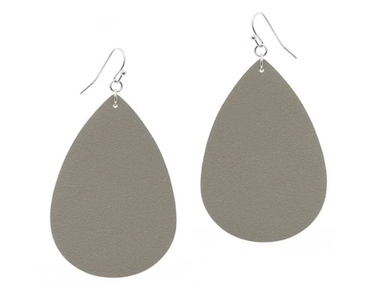 SILVER FAUX LEATHER DROP EARRINGS