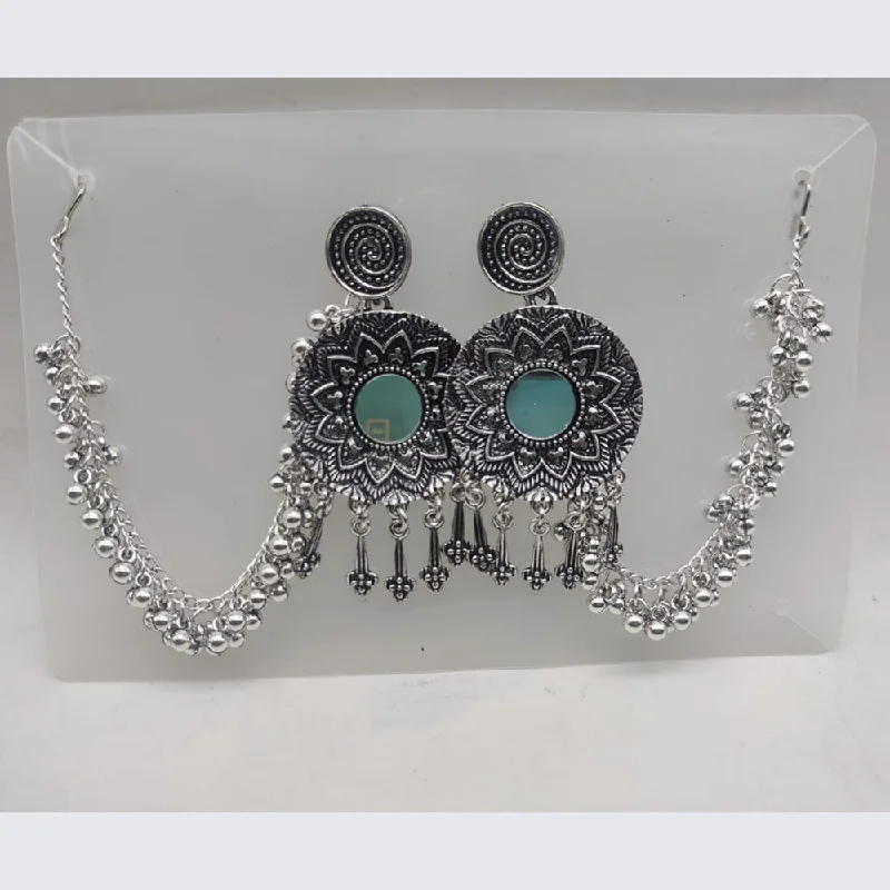 SNERA Oxidised Plated Mirror Kan Chain Dangler Earrings