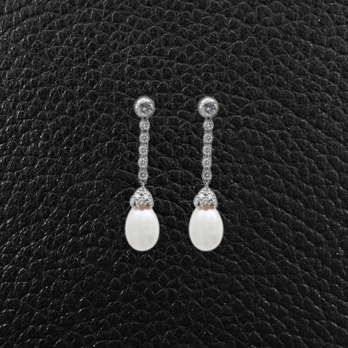 South Sea Pearl & Diamond Drop Earrings