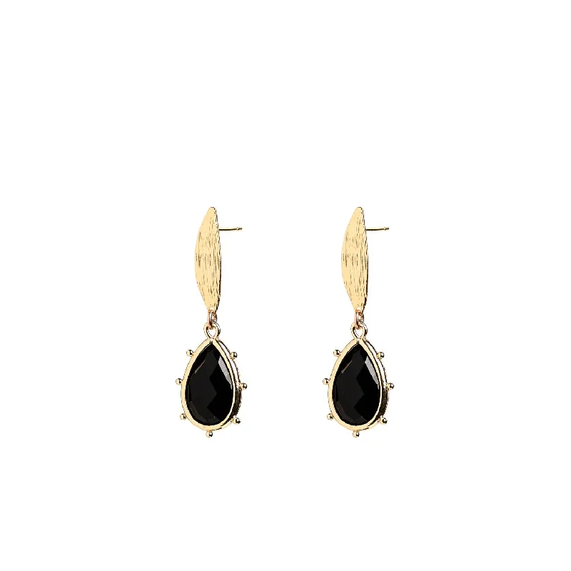 Angela D’Arcy Beaded Agate Teardrop Earrings, Gold