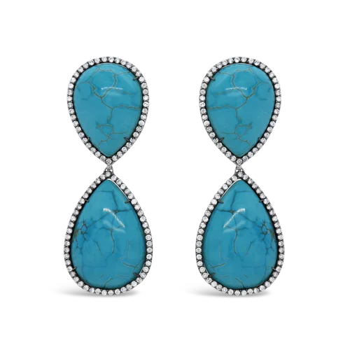 Turquoise & Diamond Drop Earrings