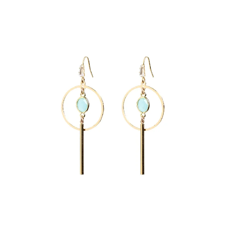 Angela D’Arcy Turquoise Hoop Drop Earrings, Gold