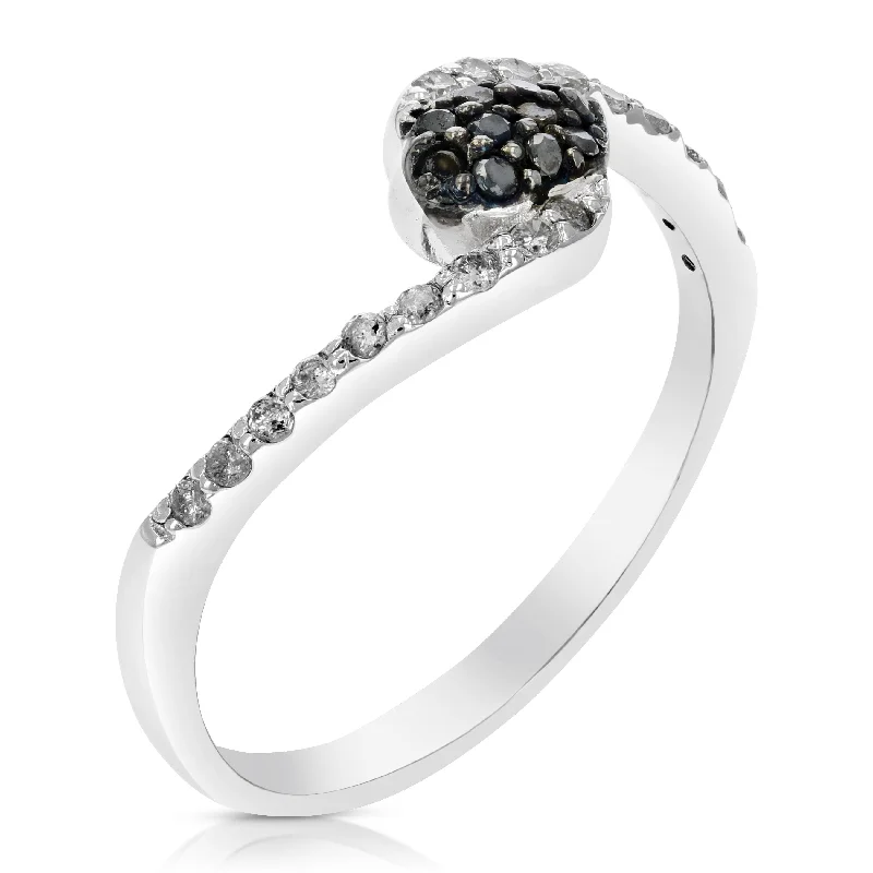 1/4 cttw Black and White Diamond Composite Ring .925 Sterling Silver