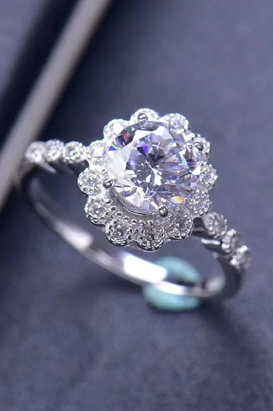 1.5 Carat Moissanite Floral-Shaped Cluster Ring