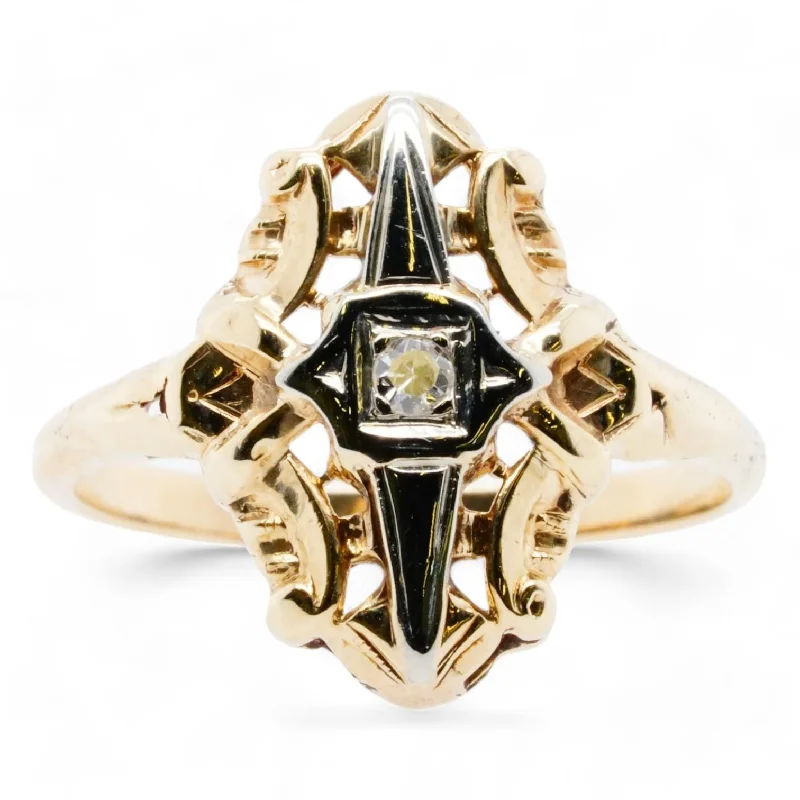 10K Gold Diamond Center Dinner Ring