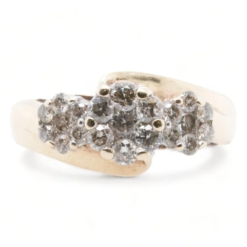 10K Gold Three Diamond Clusters Ring