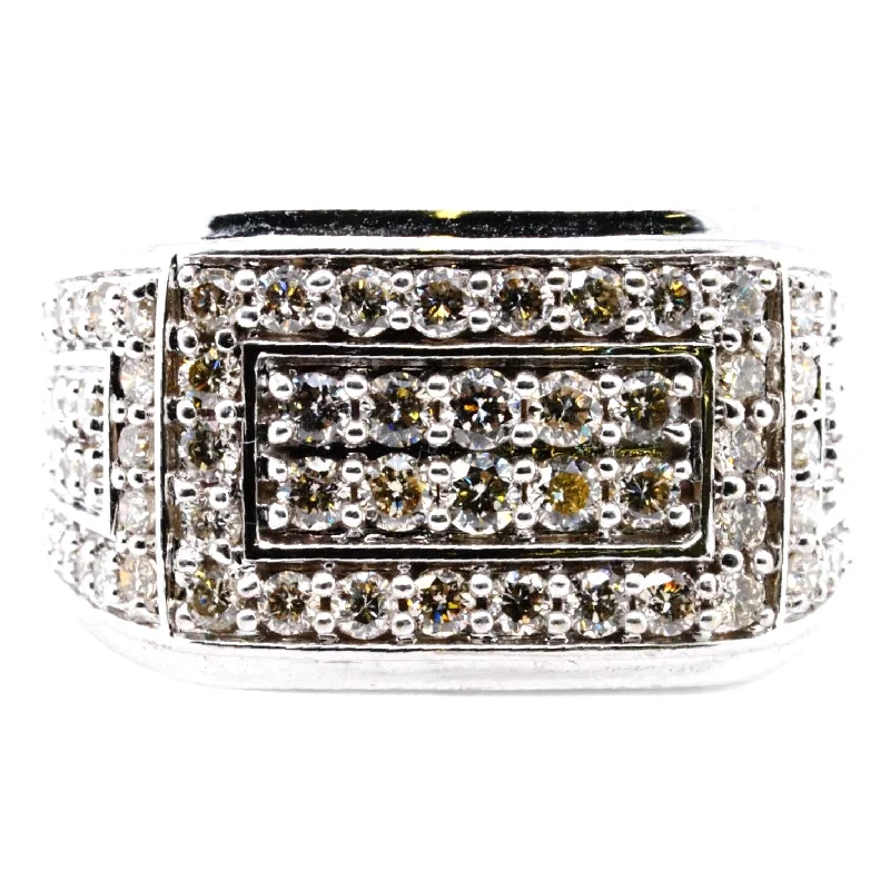 10K White Gold Rectangular Top Diamond Band