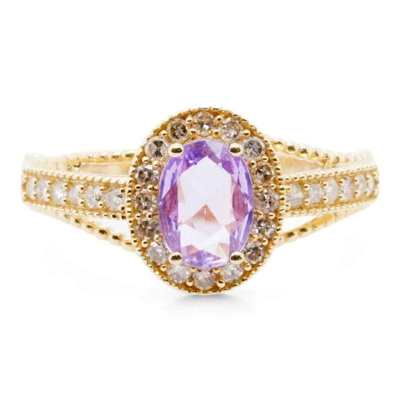 14K Gold Pink Sapphire With Diamond Accents Cocktail Ring