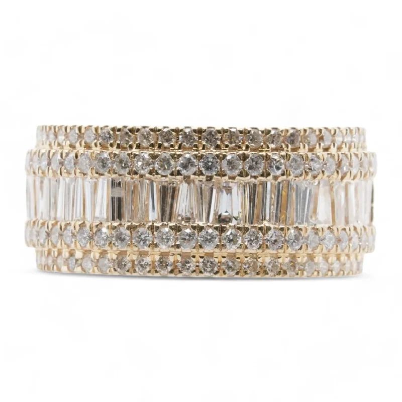 14K Gold Round And Baguette Diamond Band