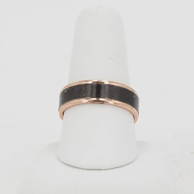 14K Rose Gold Band with Titanium Center