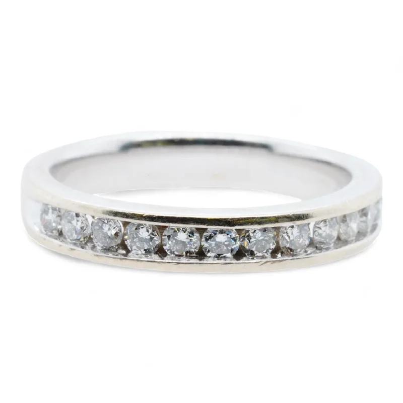 14K White Gold Channel Set Diamond Band