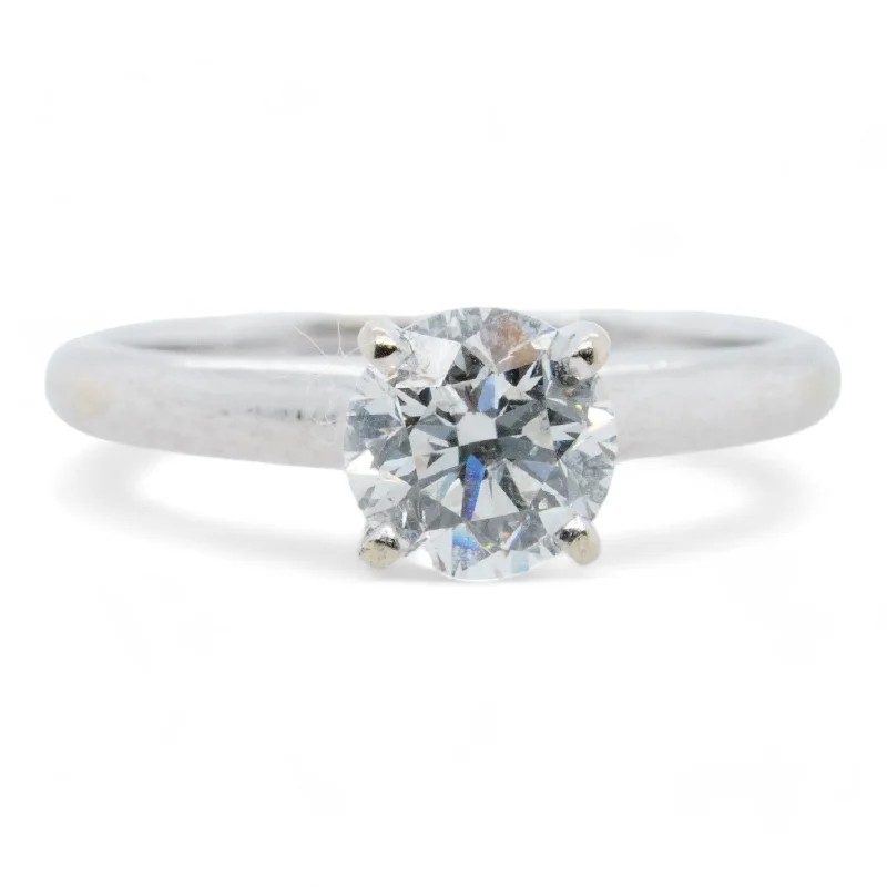 14K White Gold Four Prong Tiffany Style Ring with Round Diamond