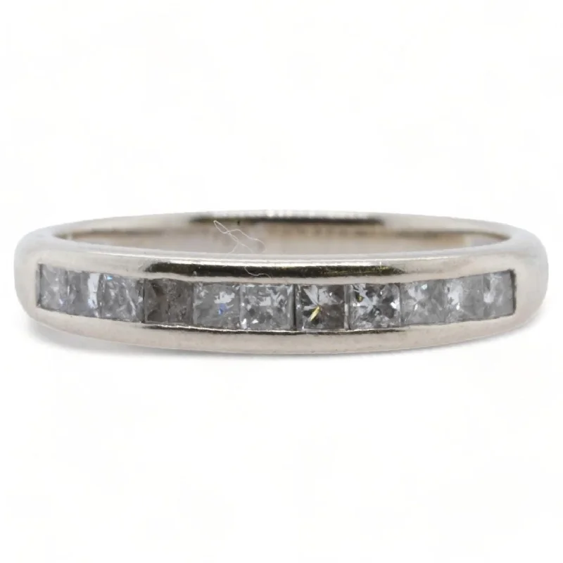 14K White Gold Princess Cut Diamond Band