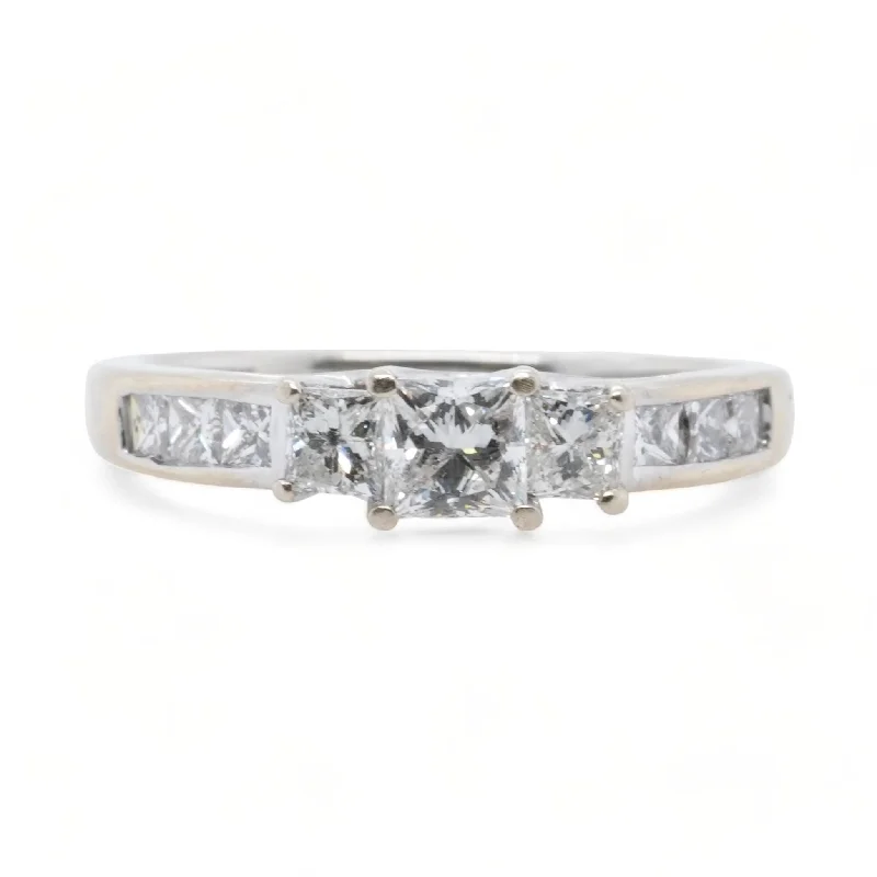 14K White Gold Princess Cut Diamond Engagement Ring