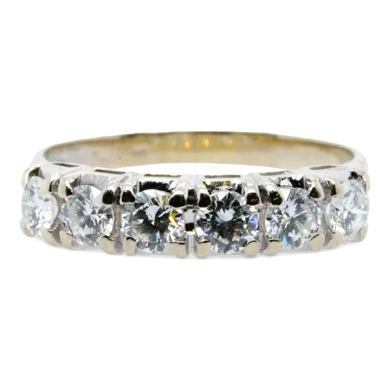 14K White Gold Six Diamond Band