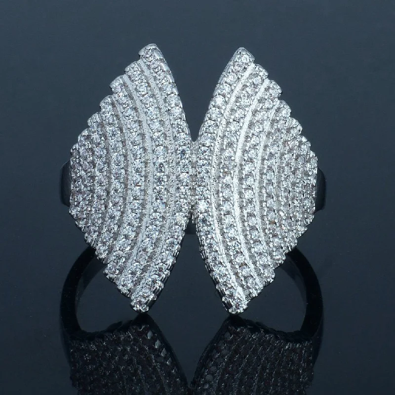 18K White Gold Plated Angel Wing Ring