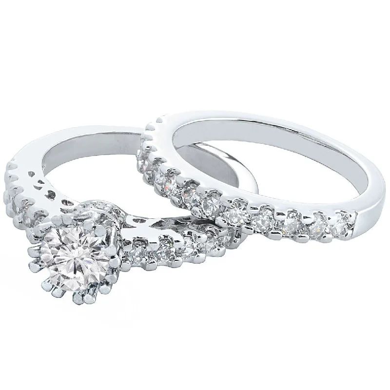 2-Piece: Crown Prong Ring Set