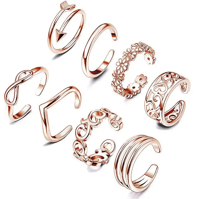 6-Pieces: Adjustable Open Toe Ring Band