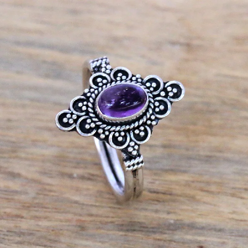 Daydream Temple Handcrafted Amethyst Cocktail Ring from Bali