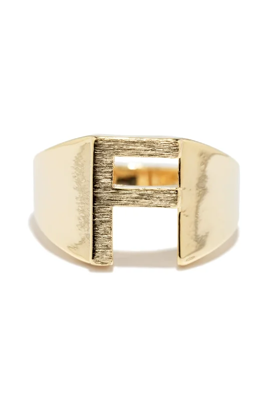 F Initial Ring Initial Chunky Ring - Gold