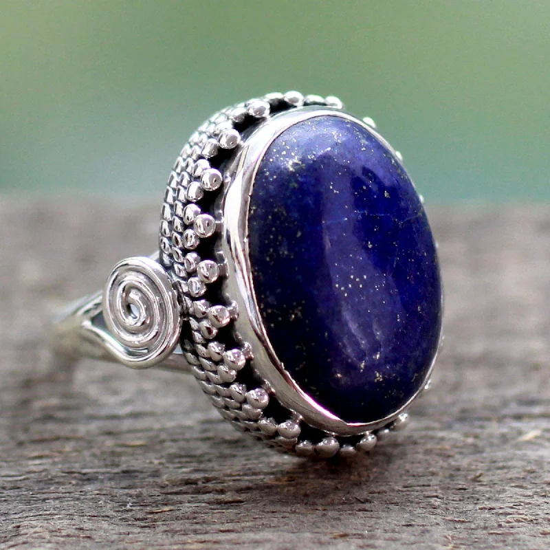 Handcrafted Lapis Lazuli & Sterling Silver Cocktail Ring