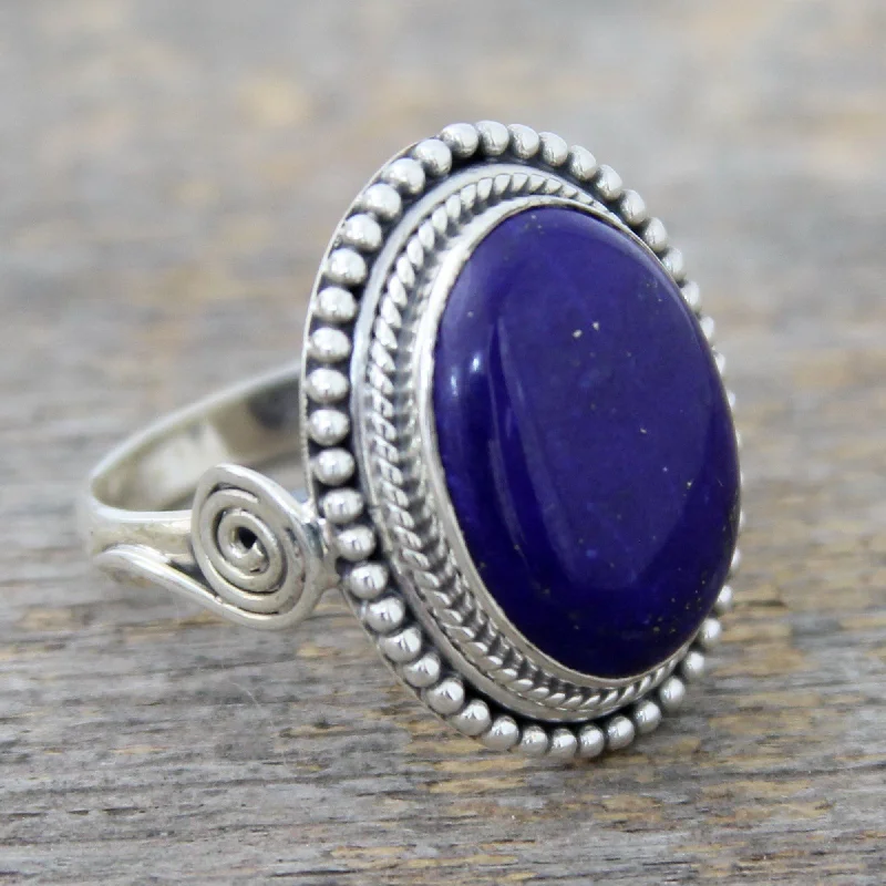 Lapis Lazuli & Sterling Silver Handcrafted Cocktail Ring