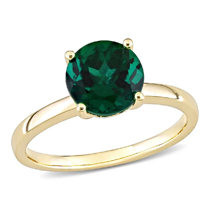 Miadora 10k Yellow Gold Created Emerald Solitaire Engagement Ring