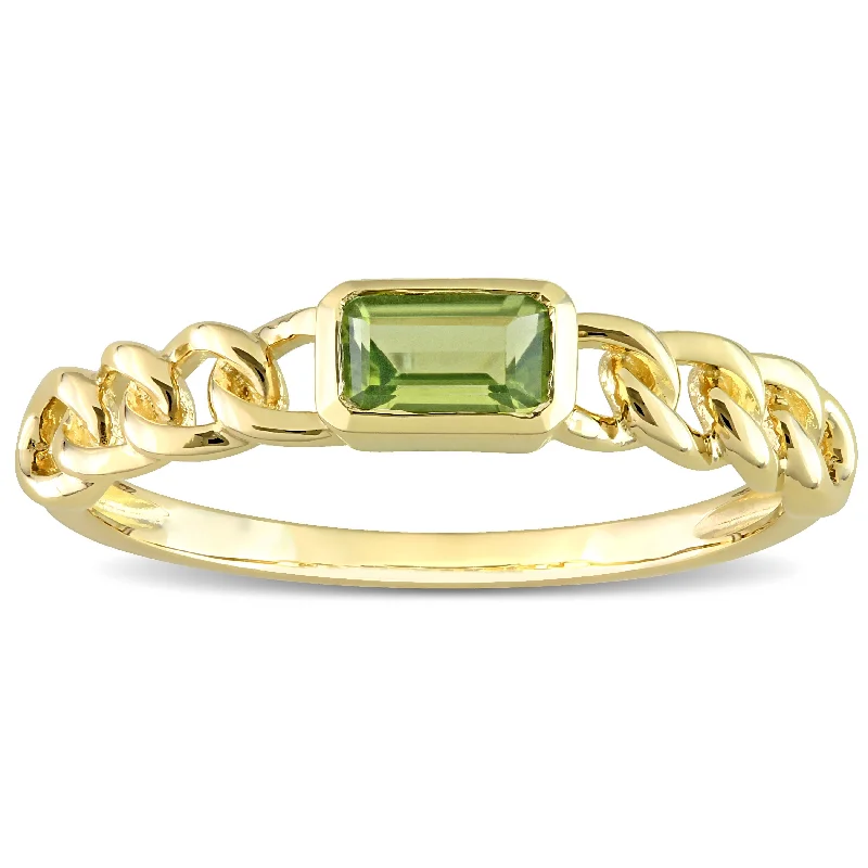 Miadora 10k Yellow Gold Peridot Stackable Link Ring