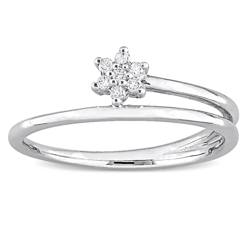 Miadora Diamond Accent Floral Wrap Promise Ring in Sterling Silver