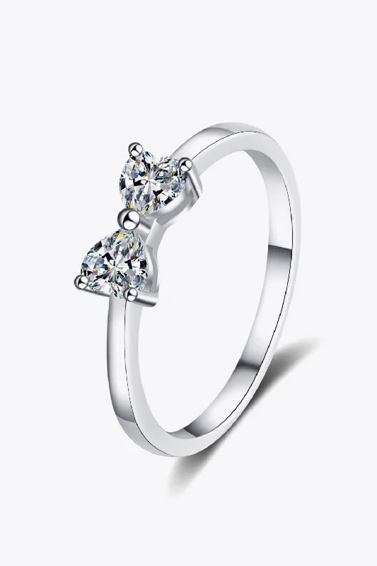 Moissanite Bow Rhodium-Plated Ring