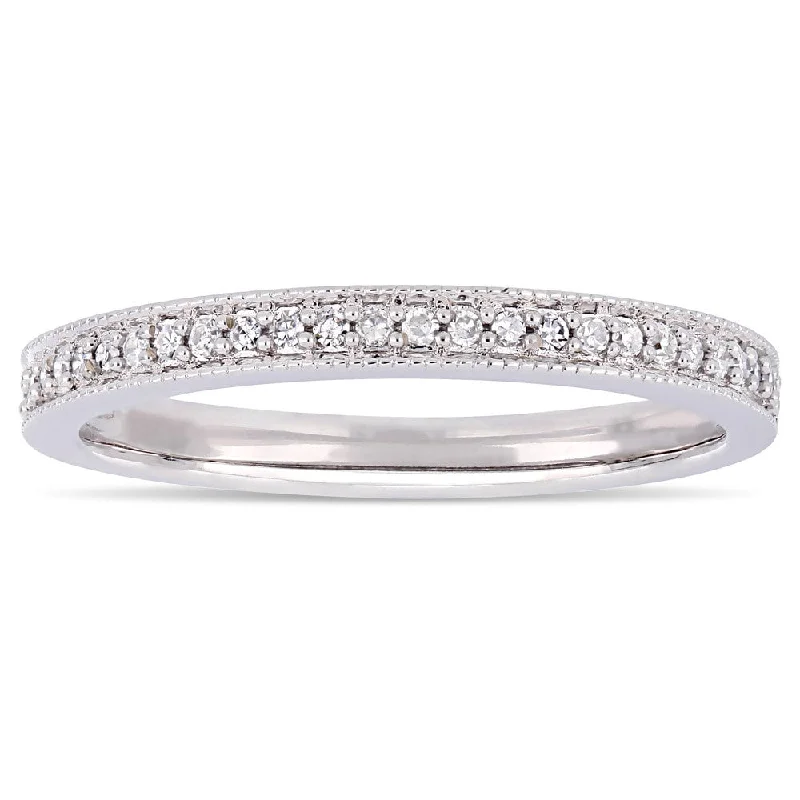 Moissanite by Miadora Signature Collection 14k White Gold 1/8ct TDW Diamond Stackable Semi-Eternity Wedding Band