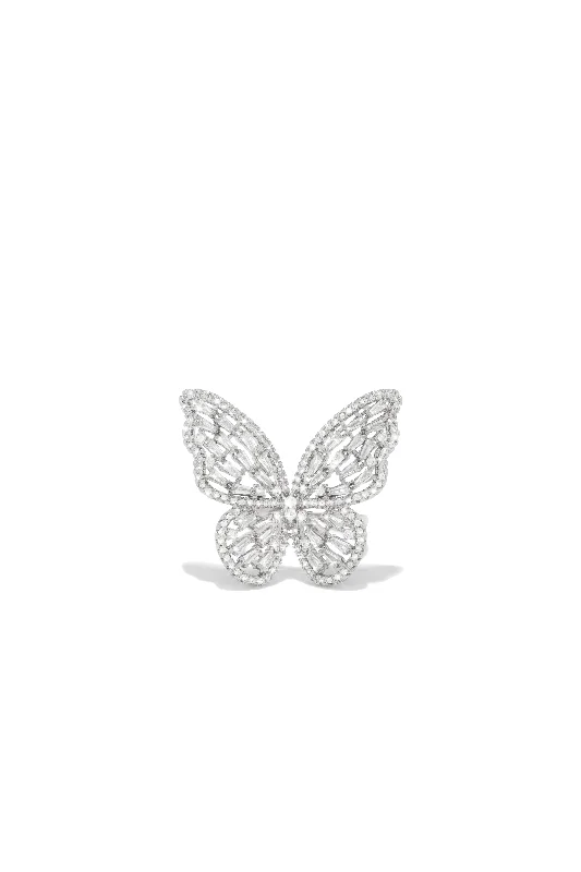 My Baby CZ Adjustable Butterfly Ring - Silver