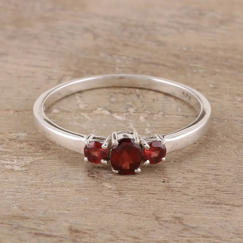 Passion's Glow Garnet Ring India Birthstone Jewelry