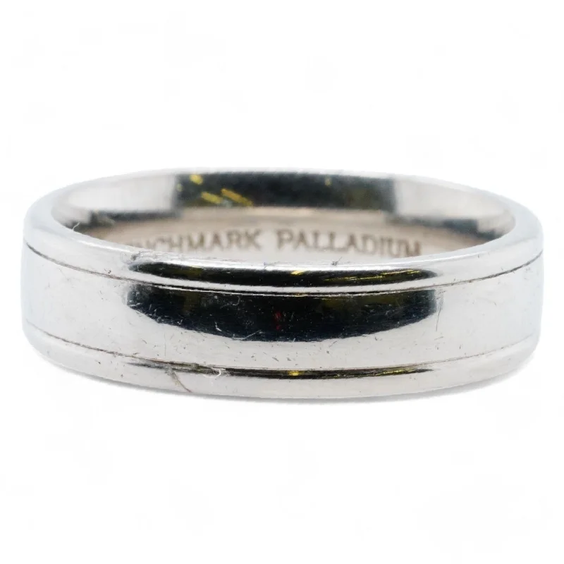 Palladium Comfort Fit Round Band with Ridged Edges