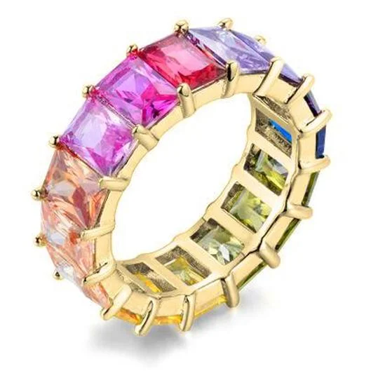 Rainbow Emerald Eternity Band