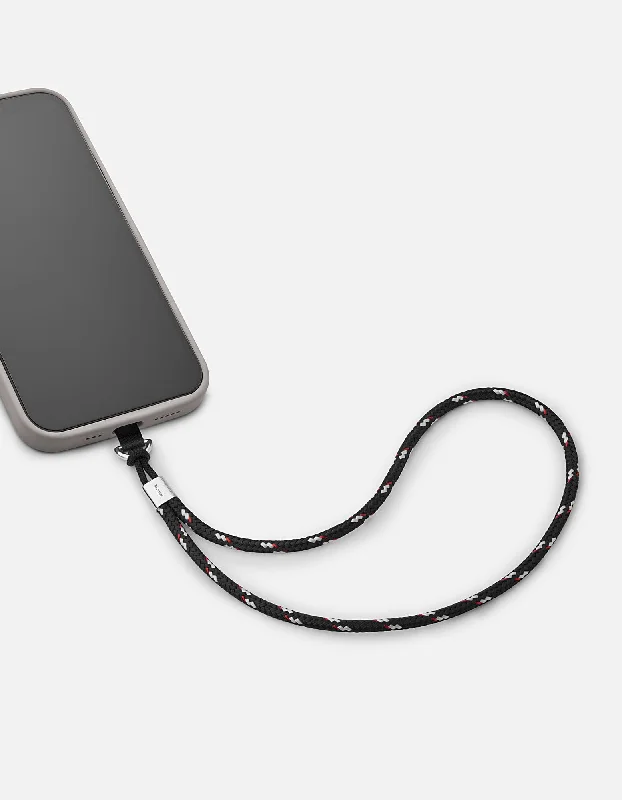 Rope Phone Strap, Sterling Silver/Black