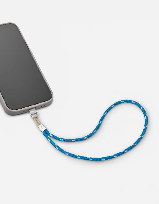 Rope Phone Strap, Sterling Silver/Blue