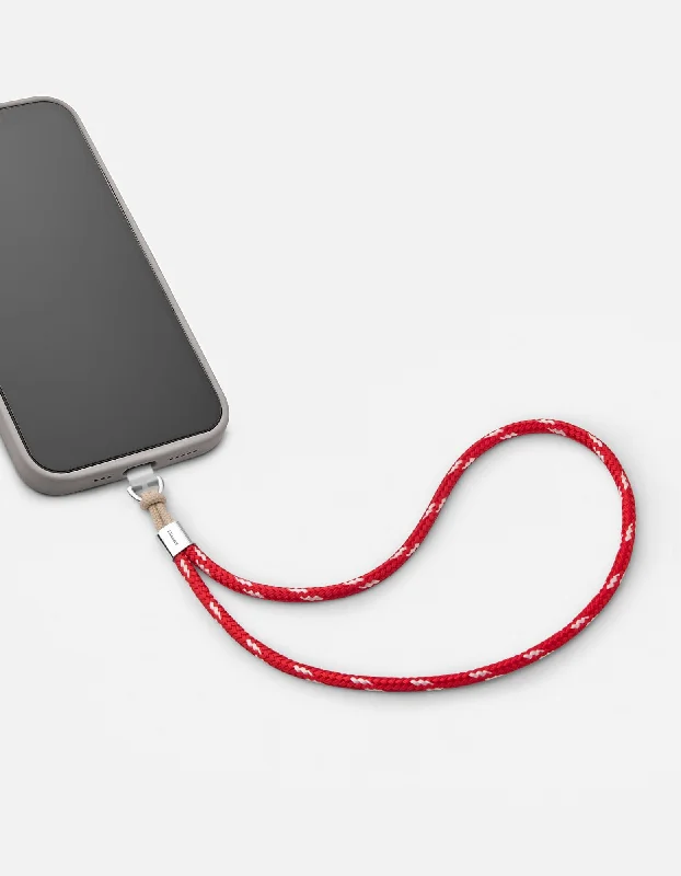 Rope Phone Strap, Sterling Silver/Red