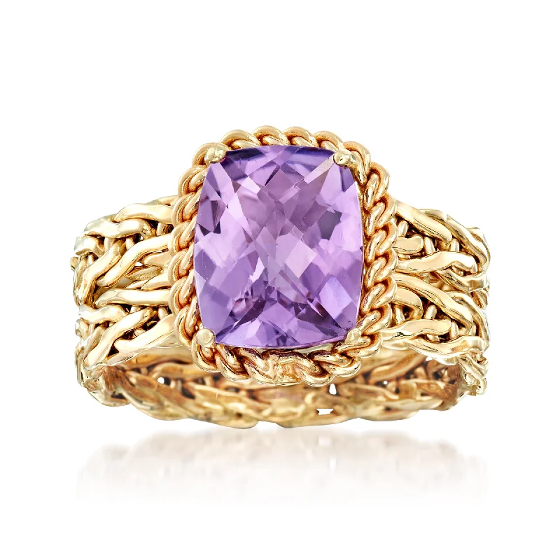 Ross-Simons Amethyst Woven Ring in 14kt Yellow Gold